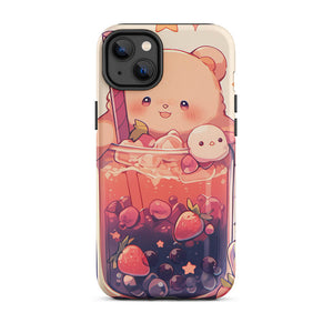 Happy Bear Red Berries Bubble Tea iPhone 14 Plus Case