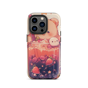 Happy Bear Red Berries Bubble Tea iPhone 14 Pro Case
