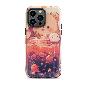 Happy Bear Red Berries Bubble Tea iPhone 14 Pro Max Case