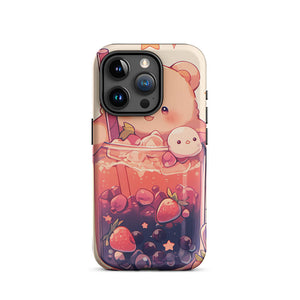 Happy Bear Red Berries Bubble Tea iPhone 15 Pro Case