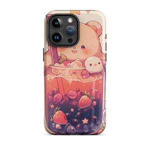 Happy Bear Red Berries Bubble Tea iPhone 15 Pro Max Case