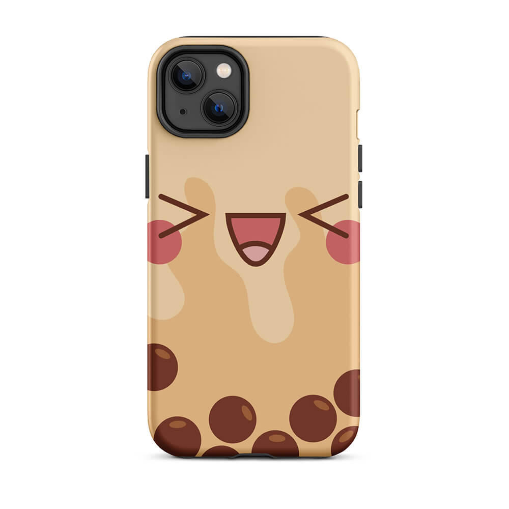 Happy Emoji Face Bubble Tea iPhone 14 Plus Rugged Case
