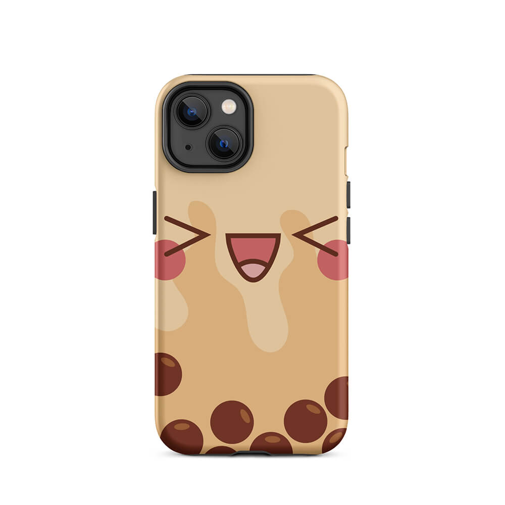 Happy Emoji Face Bubble Tea iPhone 14 Rugged Case