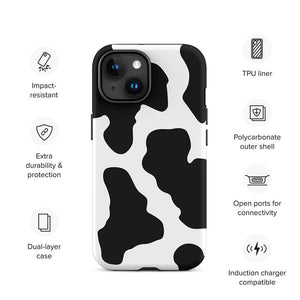Holstein Cottage Cow Skin Pattern iPhone 15 Robust Case Features