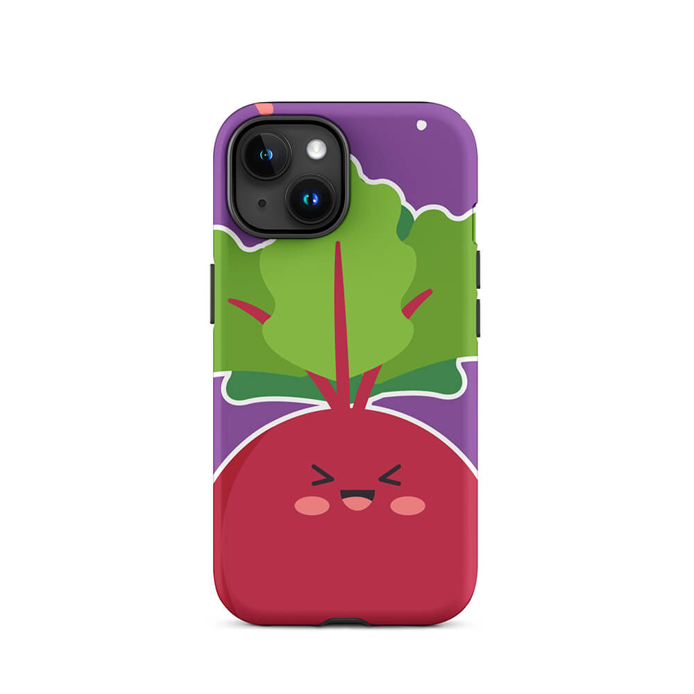 Kawaii Childish Personified Radish Face iPhone 15 14 Rugged Case