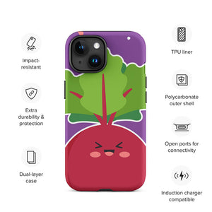 Kawaii Childish Personified Radish Face iPhone 15 Rugged Case Features