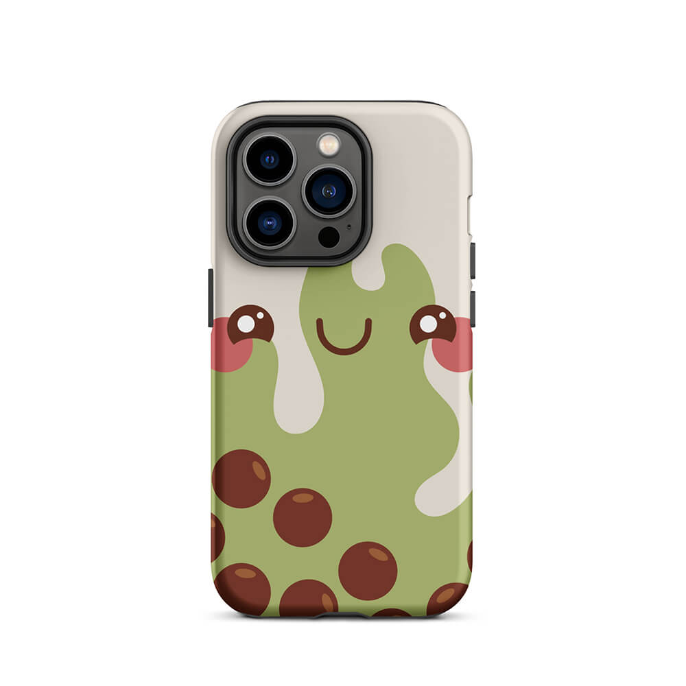 Kawaii Happy Face Bubble Tea iPhone 14 Pro Rugged Case