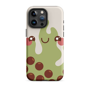 Kawaii Happy Face Bubble Tea iPhone 15 Pro Max Rugged Case