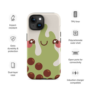 Kawaii Happy Face Bubble Tea iPhone 15 Rugged Case Features