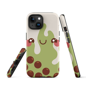 Kawaii Happy Face Bubble Tea iPhone 15 Picture Rugged Case