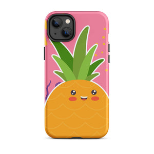 Kawaii Joyful Personified Pineapple Face iPhone 14 Plus Rugged Case