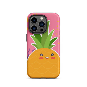 Kawaii Joyful Personified Pineapple Face iPhone 14 Pro Rugged Case