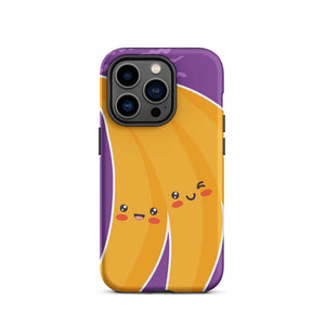Kawaii Personified Happy Banana Faces iPhone 14 Pro Rugged Case