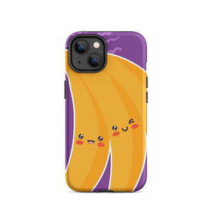 Kawaii Personified Happy Banana Faces iPhone 14 Rugged Case