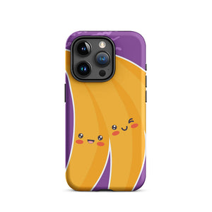 Kawaii Personified Happy Banana Faces iPhone 15 Pro Rugged Case