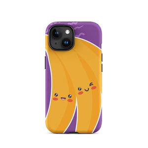 Kawaii Personified Happy Banana Faces iPhone 15 Rugged Case