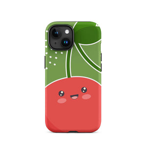 Kawaii Personified Joyful Tomato Face iPhone 15 Rugged Case