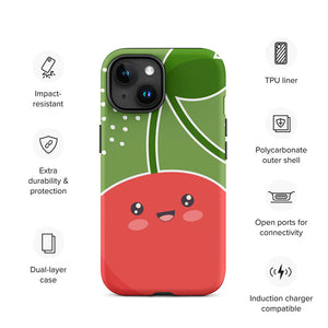 Kawaii Personified Joyful Tomato Face iPhone 15 Rugged Case Features