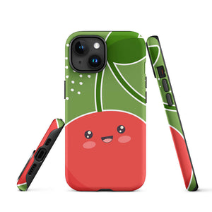 Kawaii Personified Joyful Tomato Face iPhone 15 Rugged Case Picture