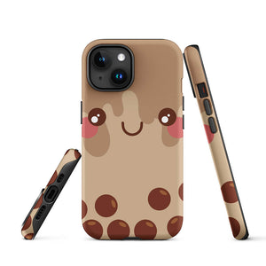 Kawaii Smiling Face Bubble Tea iPhone 15 Rugged Case Picture