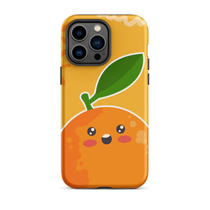 Kawaii Surprised Personified Orange Face iPhone 14 Pro Max Rugged Case