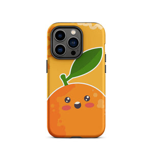 Kawaii Surprised Personified Orange Face iPhone 14 Pro Rugged Case