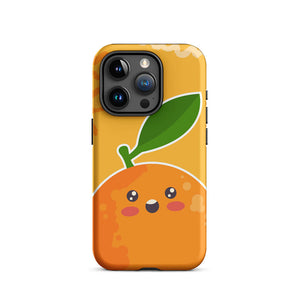 Kawaii Surprised Personified Orange Face iPhone 15 Pro Rugged Case