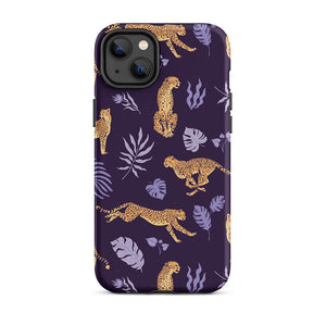 Lively Savage Cheetah Floral Leaves iPhone 14 Plus Robust Case
