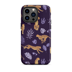Lively Savage Cheetah Floral Leaves iPhone 14 Pro Max Robust Case