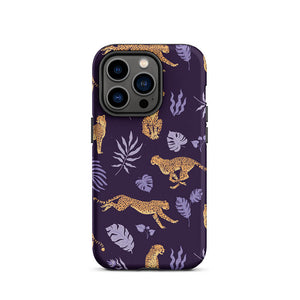 Lively Savage Cheetah Floral Leaves iPhone 14 Pro Robust Case