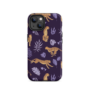 Lively Savage Cheetah Floral Leaves iPhone 14 Robust Case