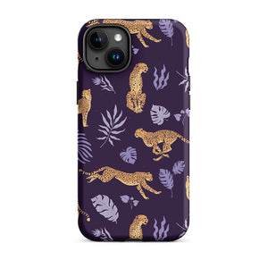 Lively Savage Cheetah Floral Leaves iPhone 15 Plus Robust Case