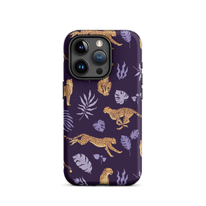 Lively Savage Cheetah Floral Leaves iPhone 15 Pro Robust Case