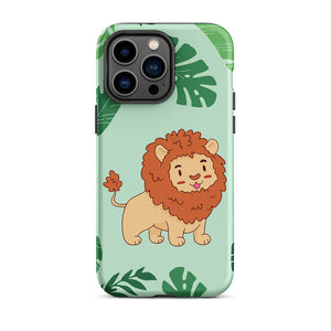 Lovely Happy Floral Jungle Lion iPhone 14 Pro Max Rugged Case