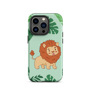 Lovely Happy Floral Jungle Lion iPhone 14 Pro Rugged Case