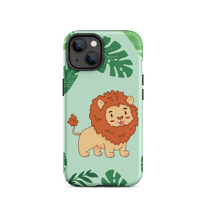 Lovely Happy Floral Jungle Lion iPhone 14 Rugged Case