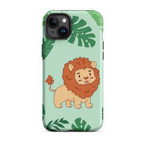 Lovely Happy Floral Jungle Lion iPhone 15 Plus Rugged Case