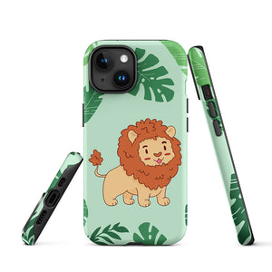 Lovely Happy Floral Jungle Lion iPhone 15 Rugged Case Picture