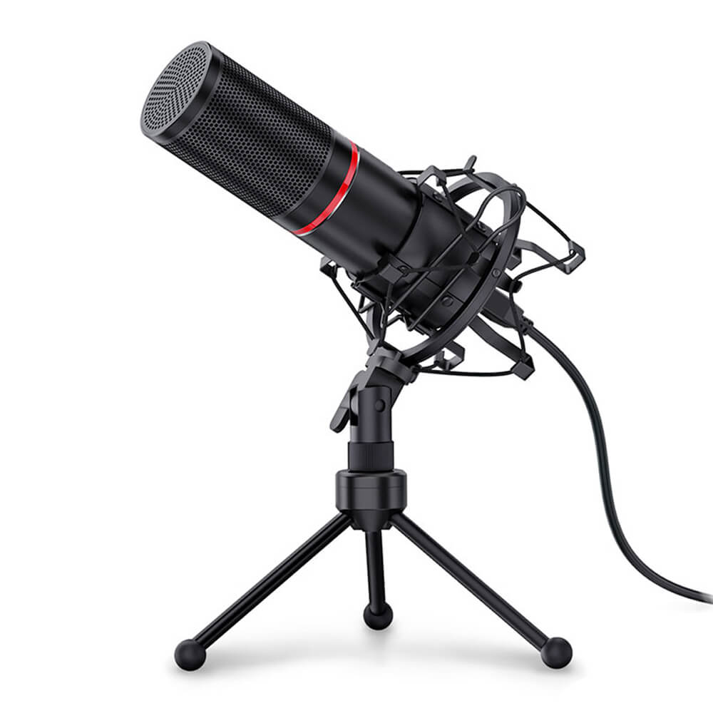 Metal Black Cardioid Microphone Tripod Shock Mount USB