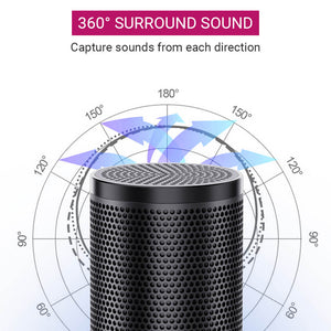Metal Black Cardioid Microphone Tripod Shock Mount USB 360° Surround Sound Recording