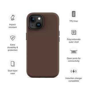 Minimalist Cozy Brown Coffee Monochrome iPhone 15 Tough Case Features
