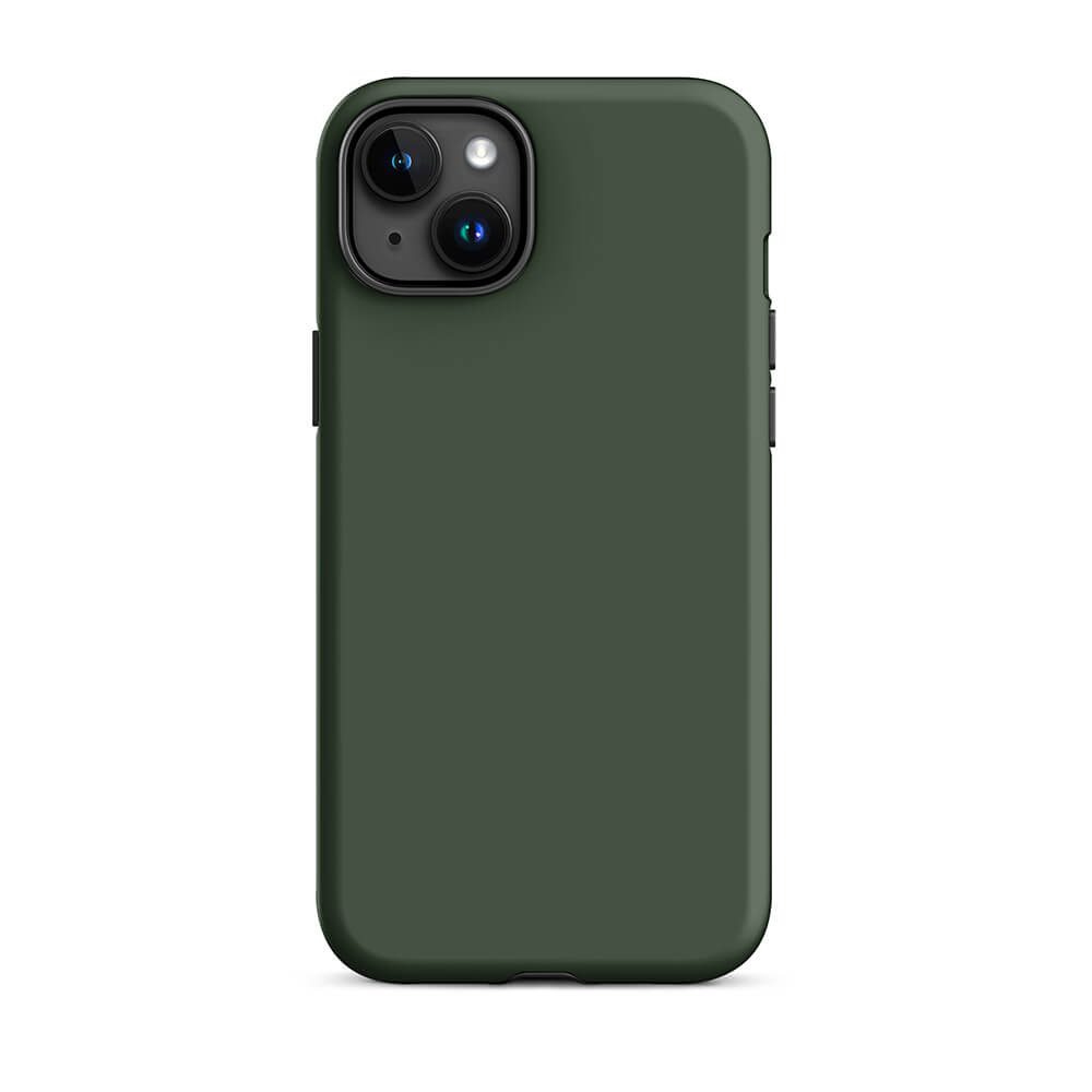 Minimalist Dark Green Tea Monochrome iPhone 15 Plus Tough Case