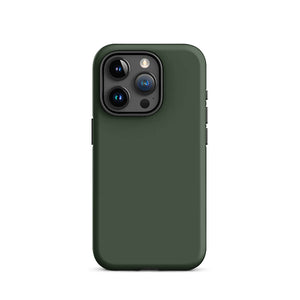 Minimalist Dark Green Tea Monochrome iPhone 15 Pro Tough Case