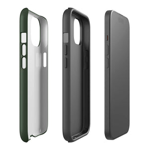 Minimalist Dark Green Tea Monochrome iPhone 15 Tough Case Double-Layer