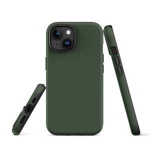Minimalist Dark Green Tea Monochrome iPhone 15 Tough Case Picture