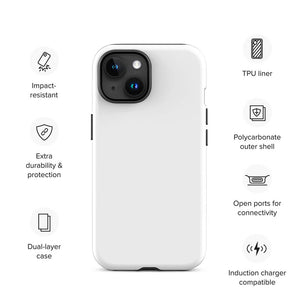 Minimalist Modern Pastel White Monochrome iPhone 15 Tough Case Features