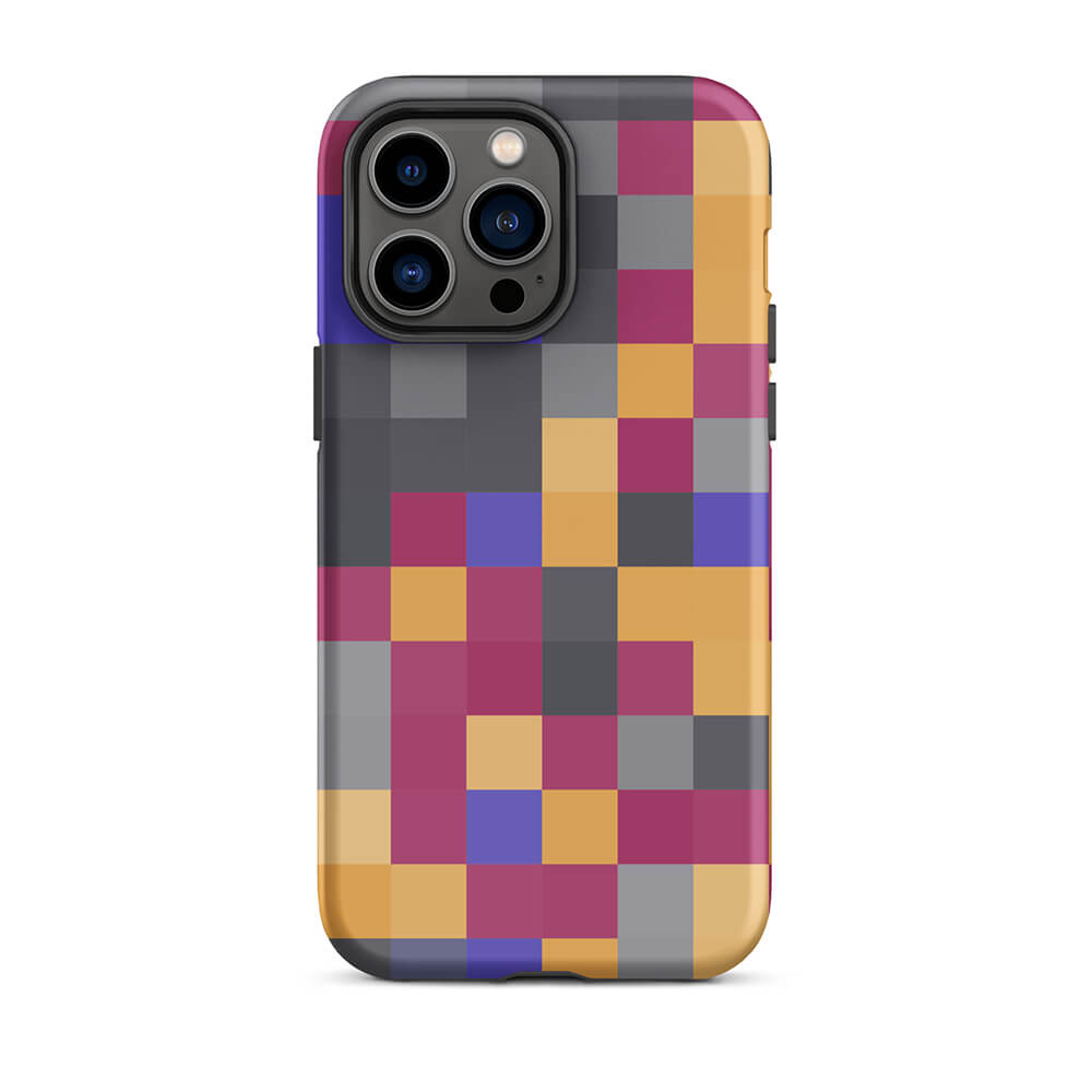 Multi-Color Abstract Pixelated Mozaic iPhone 14 Pro Max Tough Case