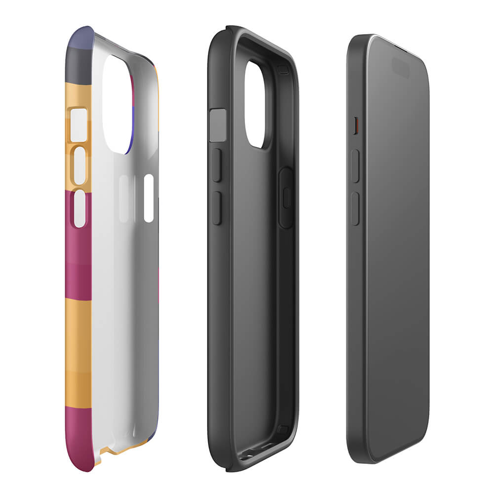 Multi-Color Abstract Pixelated Mozaic iPhone 15 Tough Case Double-Layer