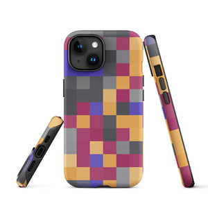 Multi-Color Abstract Pixelated Mozaic iPhone 15 Tough Case Picture