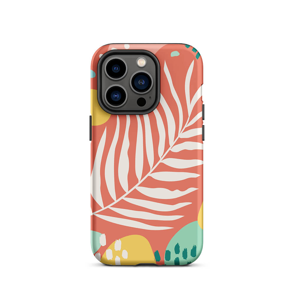 Multi-Color Oversized Plant Leaf iPhone 14 Pro Robust Case